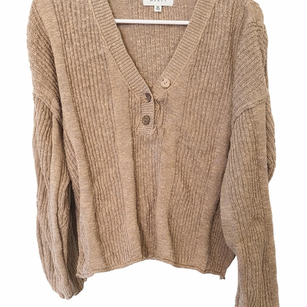 MABLE V-Neck Sweater in Tan